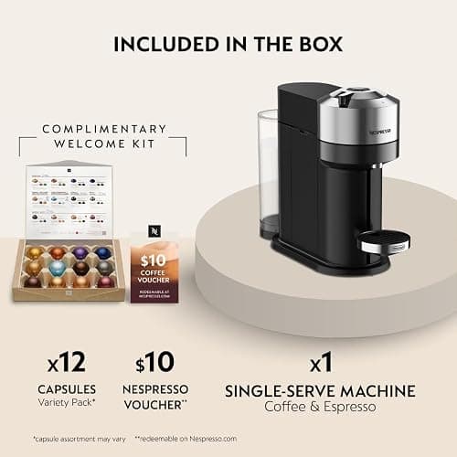 Nespresso Vertuo Next Deluxe Coffee and Espresso Machine by De'Longhi, Chrome thumbnail 3
