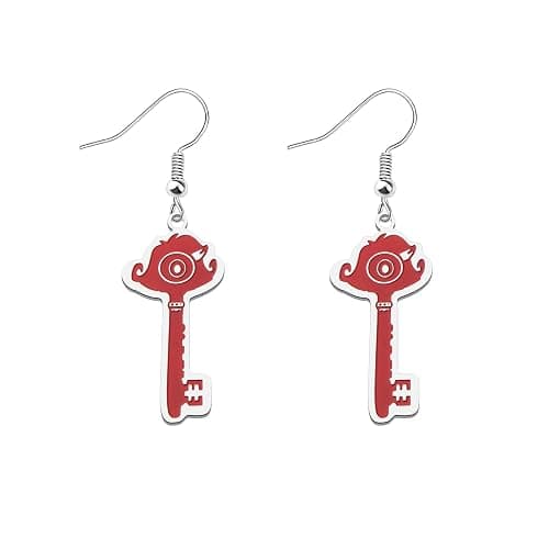 LQRI Anime Character Gifts Demon Cartoon Characters Inspired Heart-Shaped Wings Key Earrings Anime Series Merchandise - Image 1
