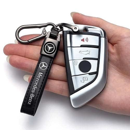 Car Keychain with Mercedes Benz CESM CLK GLK GL AB GLS GLE AMG Series 4PCS Tire Valve Caps, Key Ring and Valve Stem Caps for Auto, Black thumbnail 4