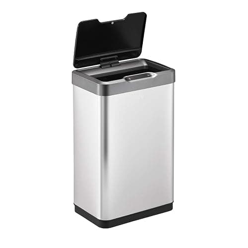 EKO Mirage-T 50 Liter / 13.2 Gallon Touchless Rectangular Motion Sensor Trash Can, Brushed Stainless Steel Finish - 50 Liter thumbnail 9