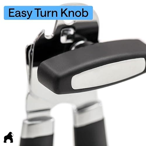 GORILLA GRIP Heavy Duty Stainless Steel Smooth Edge Manual Can Opener and Bottle Openers, US Designed, Soft Comfortable Handle, Oversized Handheld Turn Knob, Multifunctional Kitchen Tool, Black thumbnail 9
