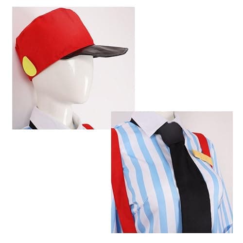 VSAEJO Kasane Costume Kasane Outfit Uniform Red Overalls Hat thumbnail 5