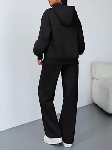 Trendy Queen 2 Piece Lounge Sweat Sets Plus Size Fall Fashion Matching Sweatsuits Wide Leg Pants Travel Outfit Winter Clothes thumbnail 4
