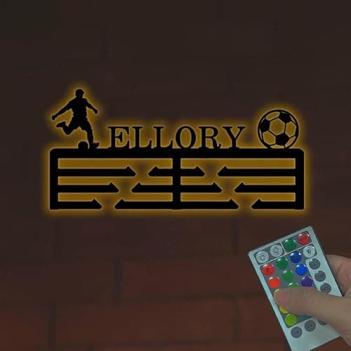 Personalized Medal Hanger Display with Name & Patterns, Custom Metal Medal Holder Display Rack Frame for Awards Ribbons, 3 Rungs Tiered Award Rack for Sports, Running, Soccer, More thumbnail 8