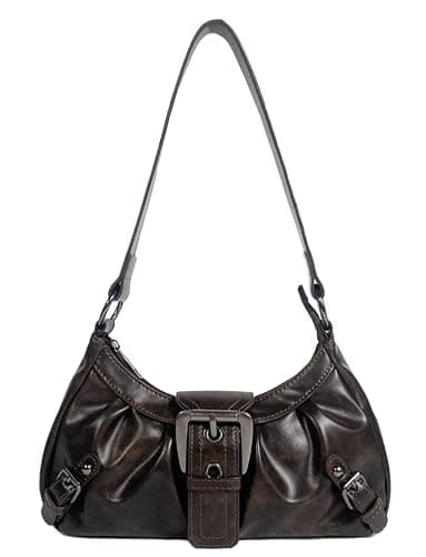 Gleease Dark Brown Purse For Women Chocolate Brown Shoulder Bag Handbag Espresso Vintage Small Leather Purse Y2K Hobo Bags - Image 1