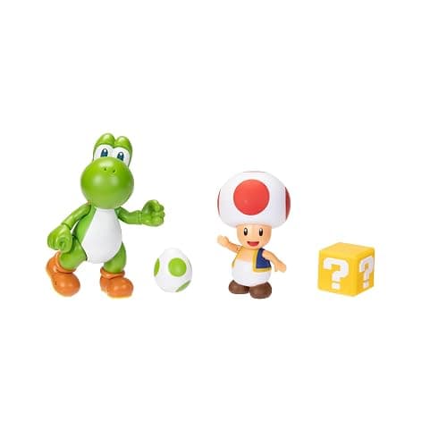 Super Mario Nintendo 4 Inch Action Figure 2-Pack: Yoshi & Toad with Accessories thumbnail 3