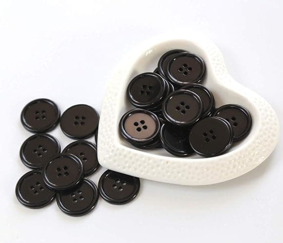 GANSSIA 1 Inch (25mm) Black Resin Buttons Sewing Flatback Button for Garment DIY Craft Decoration Pack of 50PCS thumbnail 3