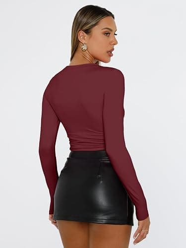 Trendy Queen Womens Long Sleeve T Shirts Fall Fashion 2025 Basic Crop Tops Going Out Outfits Y2k Clothes thumbnail 5