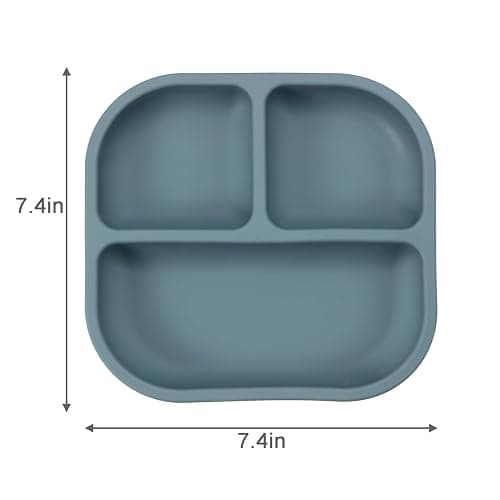 PandaEar 3 Pack Baby Plates with Suction and 3 Spoons, Silicone Toddler Plates for Baby Toddlers Infant Kids, Divided Plate Toddler Suction Plates, Non-Slip, Non-Toxic, BPA Free thumbnail 2