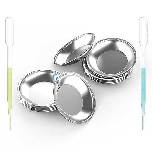 DIYESMART 24Pcs Stainless Steel Paint Palette Tray (8Pcs Without Pour Spout) and 8Pcs 3ml Eyedroppers Suit, Versatile Use for Mixing Paints, Airbrush Colors Mix, Mixing Makeup, Art Craft… - Image 1