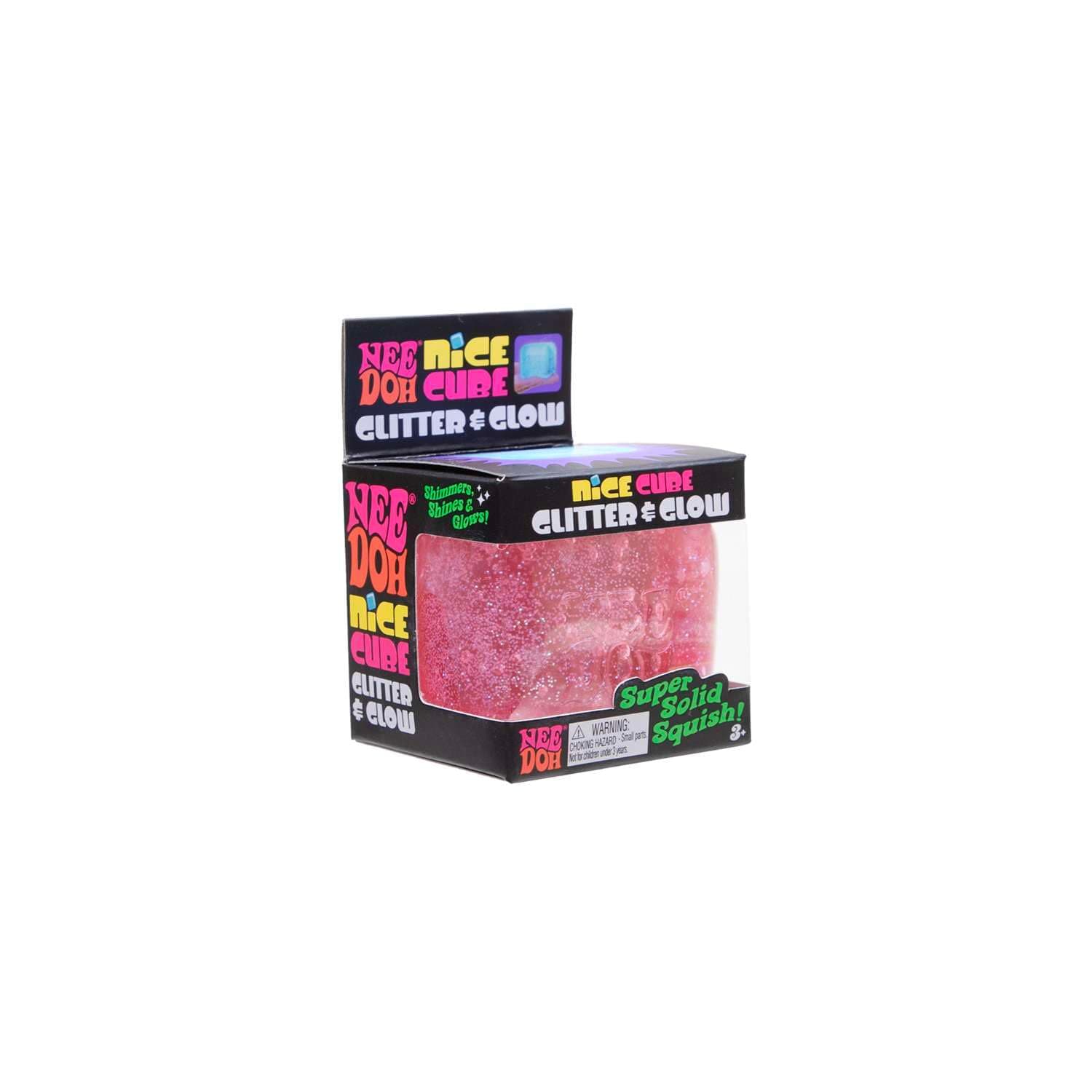 NeeDoh Nice Cube Glitter & Glow, Squishy Sensory Stress Relief Fidget Toy, Calming Cube for Kids and Teens, Assorted Colours, Satisfying Tactile Play, Suitable for Ages 3 and Up thumbnail 3