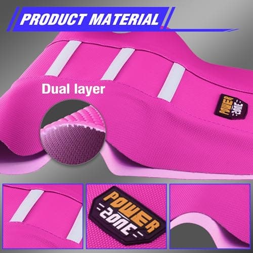 fewfuss Dirt Bike Seat Cover - White Stripe Universial Seat Cover for Dirt Bike - Motorcycle Motorcross Enduro Seat Covers (Pink) thumbnail 7