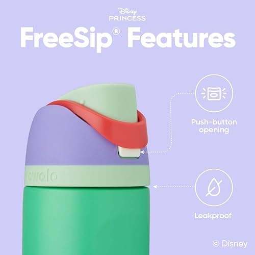 Owala Disney Princess FreeSip Insulated Stainless Steel Water Bottle with Straw for Sports and Travel, BPA-Free Sports Water Bottle, 24 oz, Ariel thumbnail 5