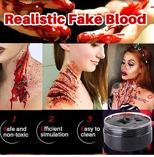 Mysense Liquid Latex Scar Wax SFX Makeup Kit for Fake Scars Wounds Burns With 6 Color Bruise Wheel Face Body Paint Stage Blood Coagulated Blood Gel and Spatula Sponges Q-tips thumbnail 5