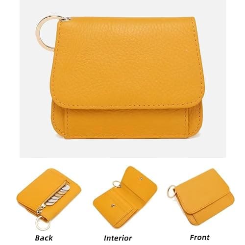 Mudono Small Wallet for Women RFID Blocking Genuine Leather Card Case Slim Tri-Fold Wallet with Zipper Pocket and Keychain thumbnail 3
