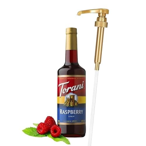 Jimoco® Syrup Pump Dispenser + Torani® Raspberry Syrup, 25.4 oz - Coffee Syrup Pump & Flavoring Bundle - Image 1