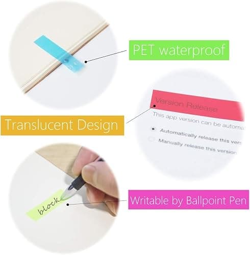 KICNIC 1500 Pieces Page Markers Sticky Index Tabs, Arrow Flag Tabs Self Adhesive, Colored Notes Tab Stickers for Notebook, Documents, Books [10 Colors, 3 Designs] Sticks Securely, Removes Cleanly thumbnail 5
