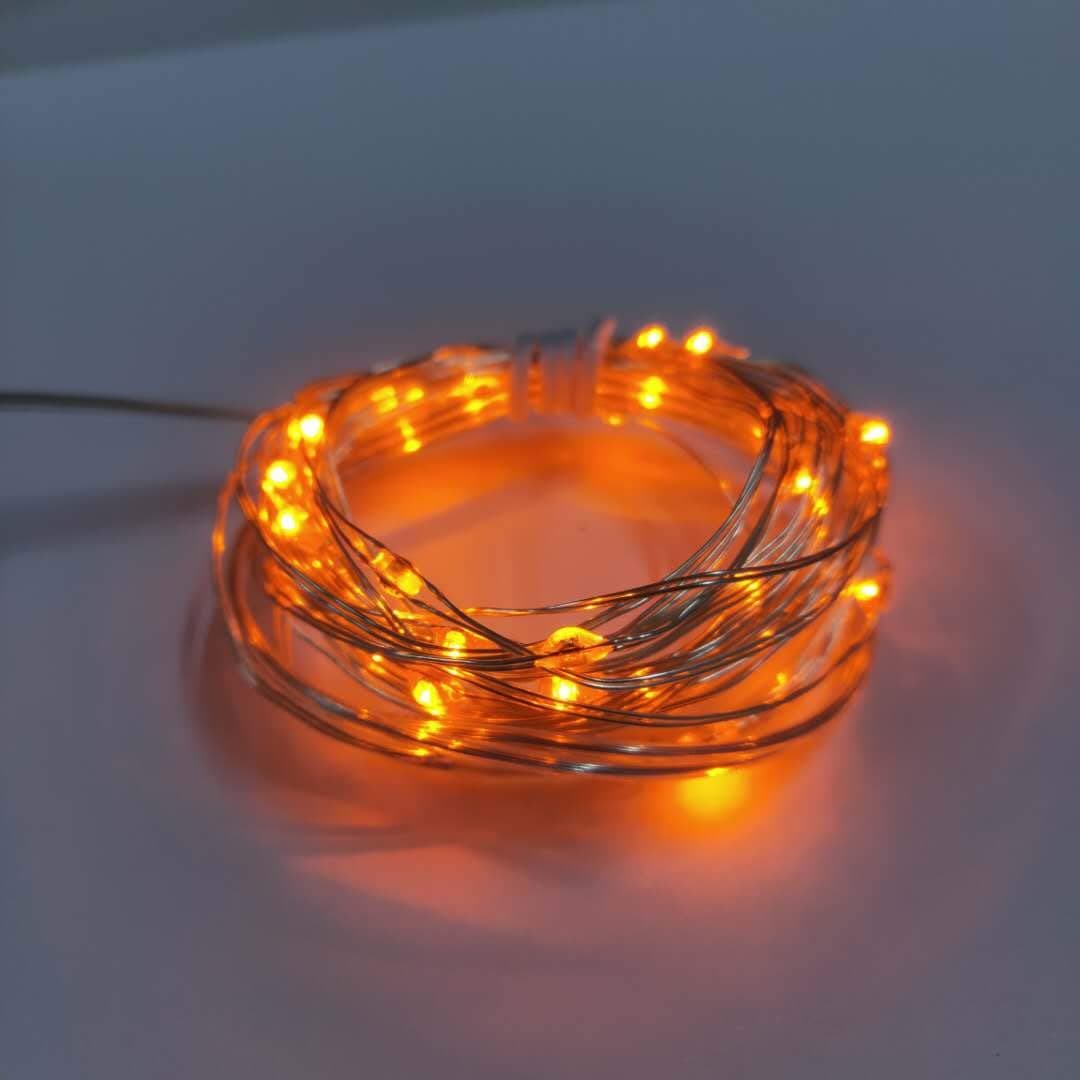 Set of 2 Battery Operated Mini Led Fairy Lights Indoor String Light with Timer 6 Hours on/18 Hours Off for Bedroom Wedding Party Decorations,30 Count LEDs,10 Ft Silver Wire (Orange Color) thumbnail 3