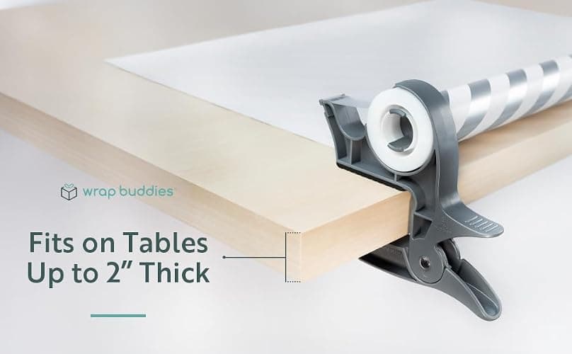 Wrap Buddies Tabletop Gift Wrapping Tool — Wrap Buddies Adjustable Paper Clamps with Tape Dispenser for Wrapping, Crafts, & Holiday Projects — Fits Most Tables & Countertops — Slate Grey, Set of 2 thumbnail 3