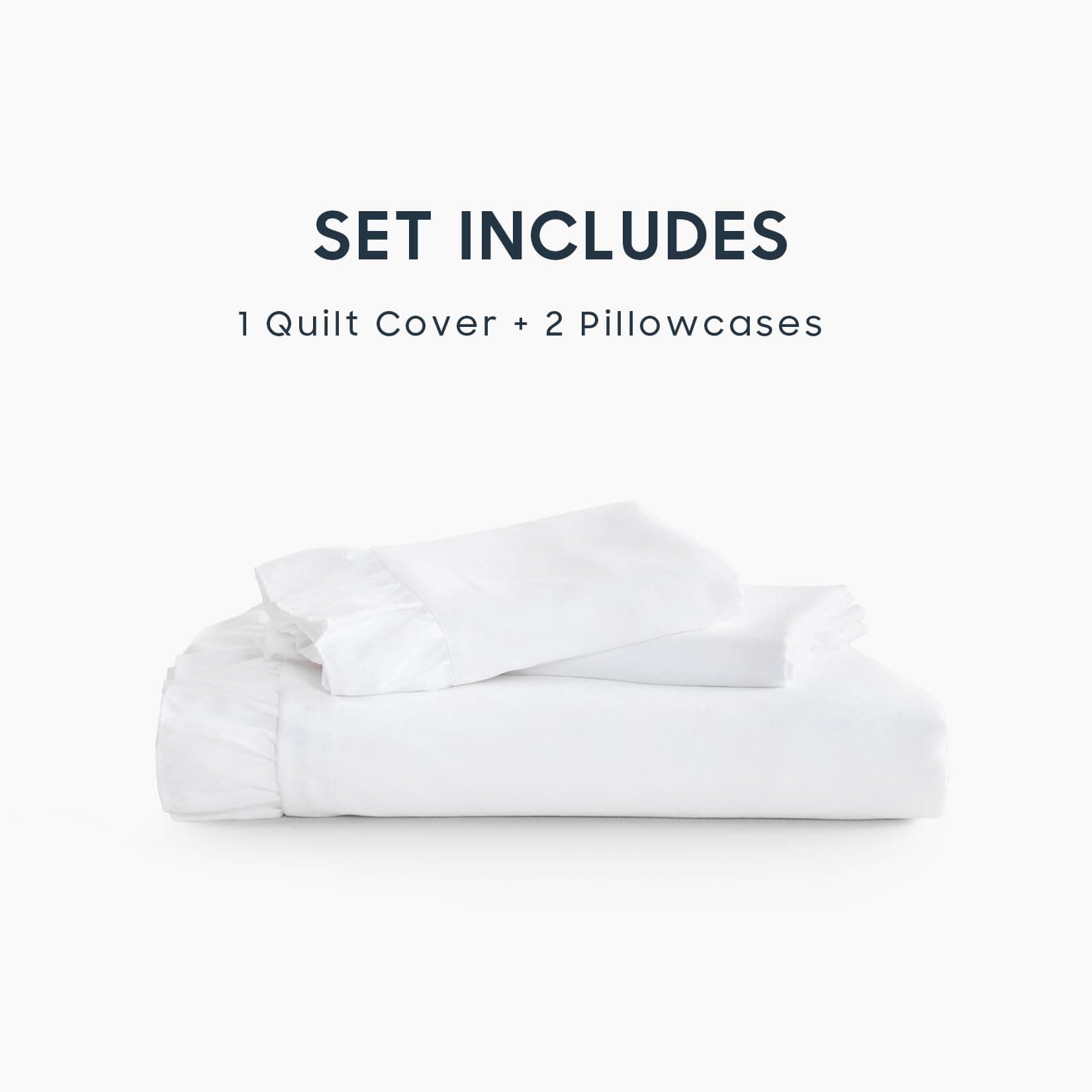 Wake In Cloud - Ruffle Quilt Cover Set, 1000TC Ultra Soft Microfiber Duvet Doona Cover Bed Bedding, 3 Piece, White, Queen Size thumbnail 7
