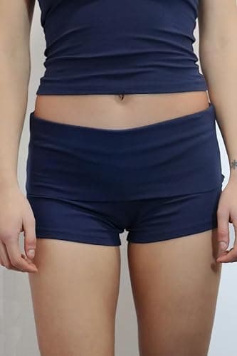 KMBANGI Womens Fold Over Shorts Elastic Waist Y2k Lounge Shorts Foldover Cute Pajama Micro Bottoms Mini Shorts Sleepwear thumbnail 2