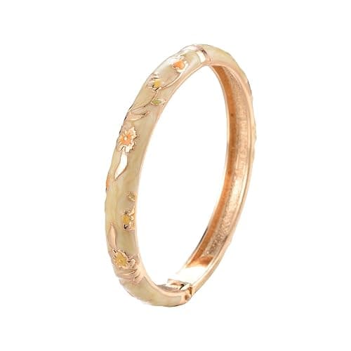 UJOY Bangles 5 Pcs Enamel Jewelry Set Rose Flower Engraved Cloisonne Bracelets Pack in a Box 5PCS thumbnail 6
