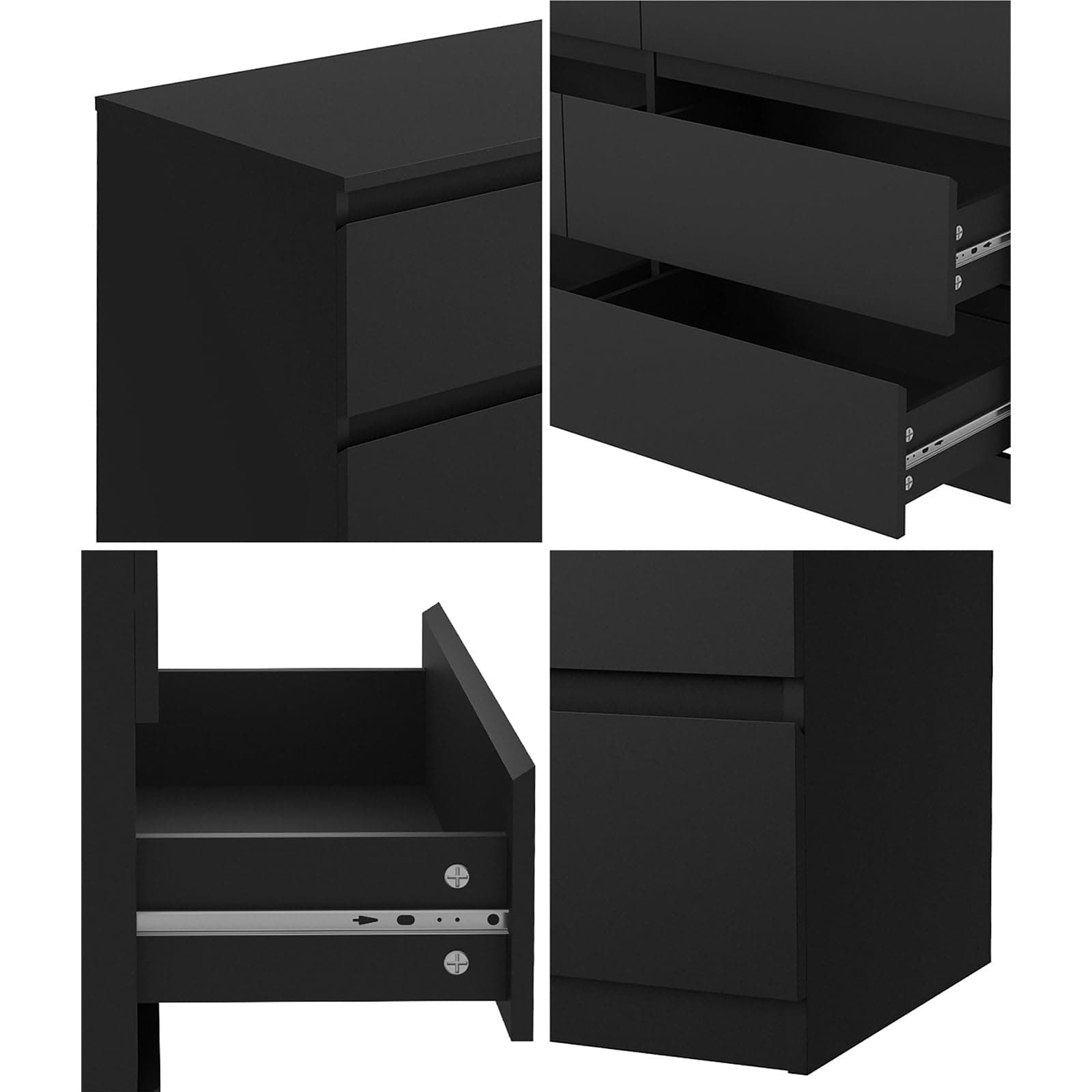 Oikiture 6 Drawer Black Dresser – Bedroom Storage Cabinet Chest | Versatile Spacious Sturdy thumbnail 4
