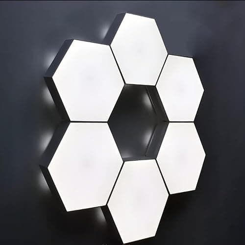YXQUA Hexagon Lights, Minimalist White Touch Night Light, Center Touch-Sensitive Wall Panels, Hex Light with USB-Power for Autism, Game Room Decor, Party (6) thumbnail 3