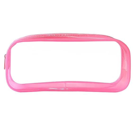 HiChange Clear Pencil Case Transparent PVC Pencil Cases Clear Pencil Bag for Exam (Pink-1Pack) thumbnail 4