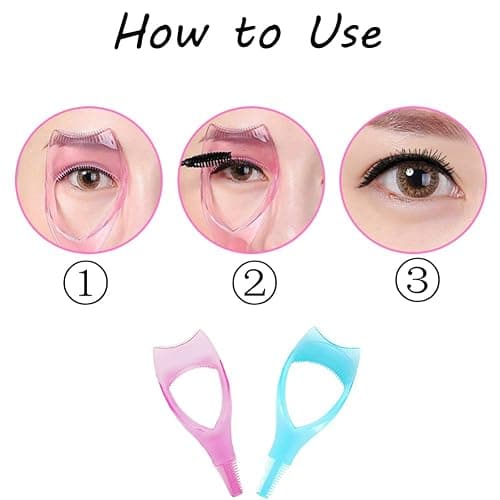 3PCS Blue Plastic 3 in 1 Eyelash Tool Makeup Upper Lower Eye Lash Mascara Shield Guard Applicator with Comb Eyelashes Curlers Shields Applicators thumbnail 3