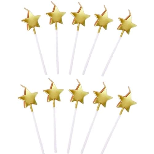 JJiaoLinin Bougies d'anniversaire en forme d'étoile, 10 Pcs, Métalliques, Or - Image 1
