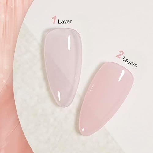 GAOY Pink Jelly Nude Gel Nail Polish, 16ml Sheer Translucent Soak Off Gel Polish, UV Light Cure for Nail Art DIY, 1643 Milky Pink thumbnail 2