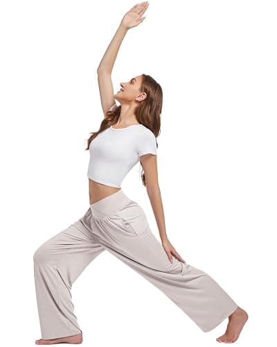 Kivdol 3 Pack Women's Wide Leg Pants Crossover with Pockets High Waist Loose Sweatpants Casual Lounge Yoga Workout Palazzo thumbnail 6