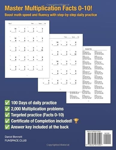 100 Days of Timed Tests: Multiplication Facts 0-10: Grade 3 Math Practice Workbook, Ages 8-9 | Daily Multiplication Drills for Speed and Fluency thumbnail 2