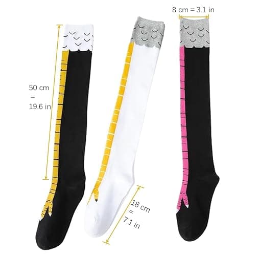 SimleShine 3-packs Chicken leg socks over knee 3 colors for different scenes parties gym funny Socks for gift Novetly socks - over knee - One Size - White,rose Red,black thumbnail 6