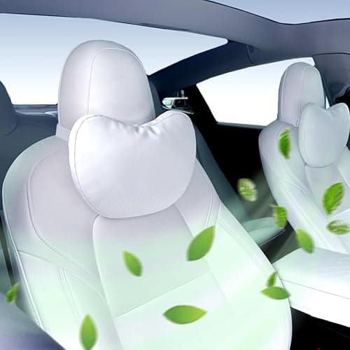 BlissfulNest Tesla Neck Pillow Car Seat Headrest, 2 Pack, Neck Pillow for Tesla Model Y, Tesla Model 3, Tesla Model X, Tesla Model S Nappa Leather. Height Adjustable, Thickness Adjustable. (White) thumbnail 6