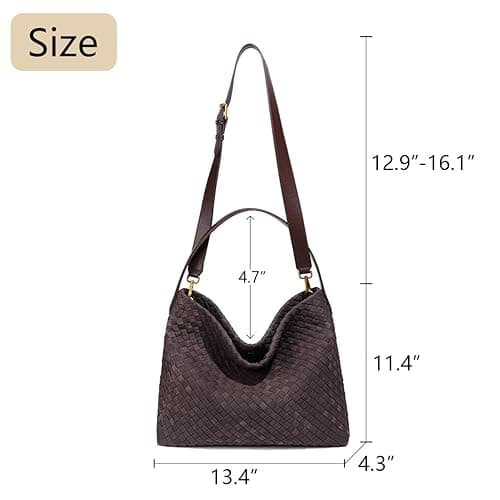 JYG Women's Woven Suede Tote Bag Slouchy Shoulder Bags Trendy Crescent Satchel Purse 2025 thumbnail 7