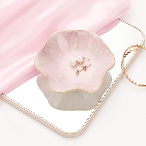 Ceramic jewelry dish, jewelry tray key tray,small ring dish holder Jewelry Plate trinket tray catchall tray nightstand decor for table room decor (Pink, 4.3 Inches) thumbnail 5