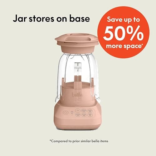bella 10 Speed Countertop Blender, Juicer & Smoothie Maker, Fits-anywhere™ Kitchenware, Slim Flip & Store Design, Dishwasher Safe 48oz Capacity Pitcher & Lid, Stainless Steel Blade, 450 Watt, Blossom thumbnail 3