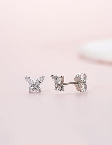 Limerencia F136 Pure Titanium Hypoallergenic Earrings Dainty Butterfly CZ Cluster Minimalist | G23 Implant Grade Piercing Fashion Jewelry For Sensitive Ears thumbnail 2