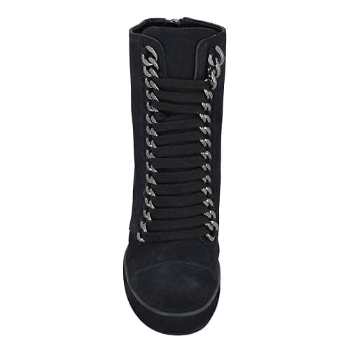 FSJ Women Wedge Heel Platform Ankle Boots Chain Lace-up Chunky Combat Booties Round Toe Pumps Zipper Fashion Sneakers Size 4-16 US thumbnail 4