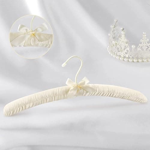 Topia Hanger Padded Hangers for Women Clothing,17-inch Satin Hangers 10 Pack Thick Foam Padded No Shoulder Bump for Sweaters, Coat, Blouses, Dresses-Ivory,CT18I-10 thumbnail 7