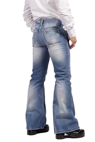 Men's Vintage Bell Bottom Jeans 60s 70s Outfits for Men,Mens Bell Bottoms Disco Pants Flared Jeans thumbnail 2