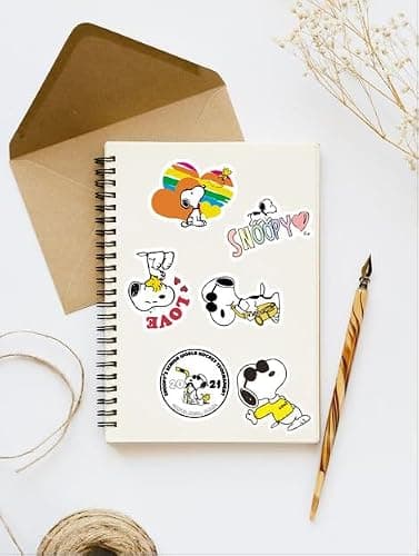 50pcs Snoopy Stickers, Cute Cartoon Dog Stickers Packsfor Boys Girls Teens, Waterproof Vinyl Classic Manga Characters Decals for Water Bottle Books Skateboard Laptop thumbnail 4