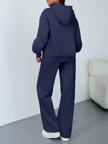 Trendy Queen 2 Piece Lounge Sweat Sets Plus Size Fall Fashion Matching Sweatsuits Wide Leg Pants Travel Outfit Winter Clothes thumbnail 4