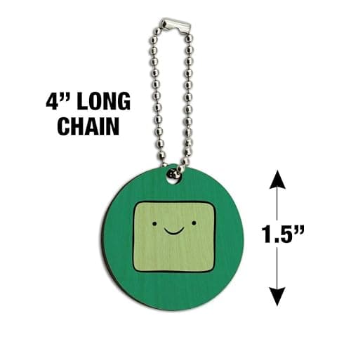 GRAPHICS & MORE Adventure Time BMO Head Wood Wooden Round Keychain Key Chain Ring thumbnail 3