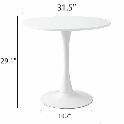 31.5-Inch Round Dining Table, Modern Tulip Kitchen Table with MDF Top and Steel Base, Round Dining Table for Small Spaces, Bistro Table for Dining Room or Kitchen (White(31.50)-2) thumbnail 2
