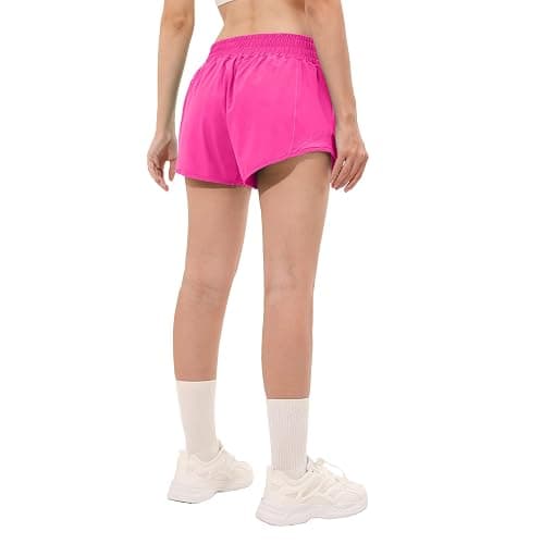 Aurefin High Waisted Athletic Shorts for Women, Womens Plus Size Running Workout Shorts with Liner and Zip Pocket 4 inch thumbnail 2