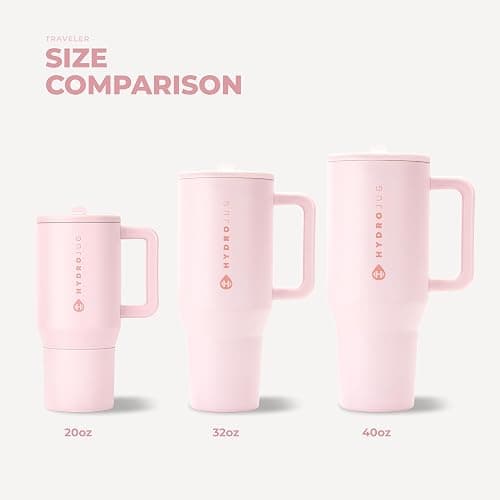 HydroJug Traveler 40oz, Insulated Tumbler with Handle & Straw, Pink Sand | Triple wall insulated, flip straw lid, leak-resistant, stainless steel, cup holder friendly, BPA-free, dishwasher safe thumbnail 6