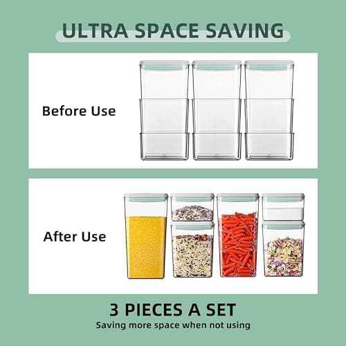 Ankou Airtight Food Storage Container Sets with Lids 6Pcs Pop Containers for Kitchen Pantry Organization BPA-Free Stackable Kitchen Storage Containers for Cereal Flour Sugar (0.5, 1.2, 1.8qt)*2 thumbnail 5